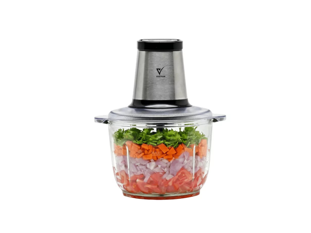 VEETEEK Mini Chopper 2L, Glass Bowl, Stainless Steel | Qatar  VEETEEK Mini Chopper 2L, Glass Bowl, Stainless Steel | Qatar